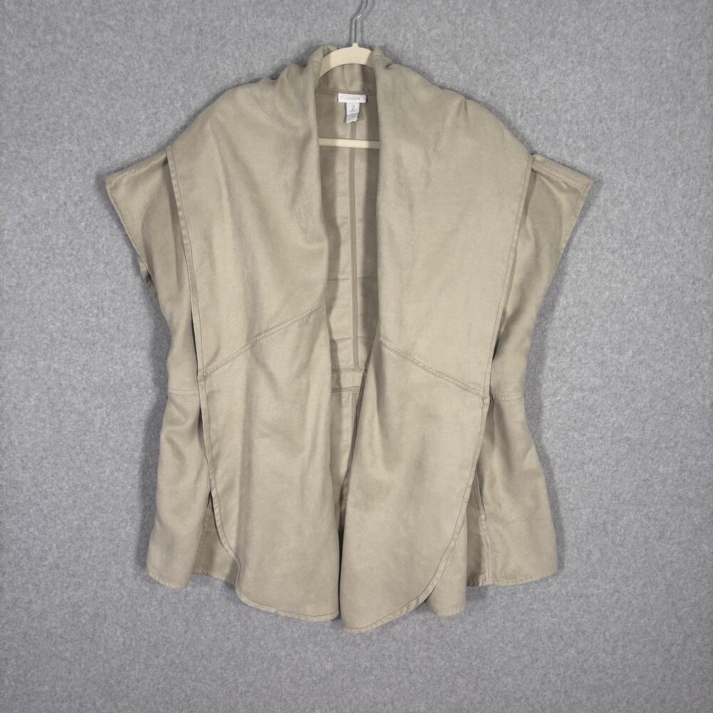 Chicos Jacket Vest Cardigan Large Microsuede Layering Pockets Minimal Lagenlook